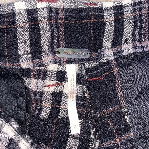 Free People plaid textured high waisted trouser pants size 8 - Picture 4 of 8